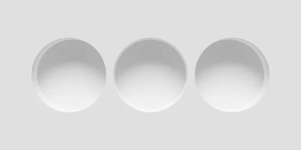Lege Moderne Abstracte Witte Kamerwand Met Drie Ronde Lege Nissen — Stockfoto
