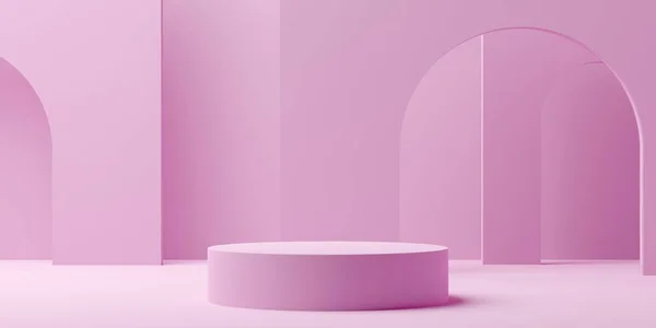 Pastel Pink Empty Blank Dais Podium Platform Background Modern Minimal — Stock Photo, Image