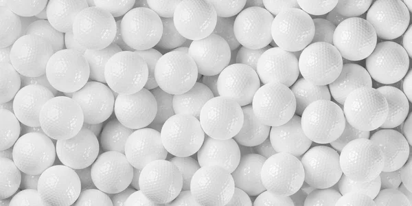 Heap White Golf Balls Background Flat Lay Top View Golf — Fotografia de Stock