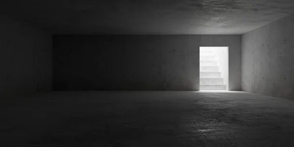 Αφηρημένη Άδειο Μοντέρνο Τσιμεντένιο Δωμάτιο Έμμεσο Φωτισμό Από Σκάλες Στον — Φωτογραφία Αρχείου