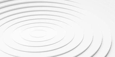 Eşmerkezli doğrusal ofset beyaz halkalar veya daireler arka plan duvar kağıdı afişi, 3D illüstrasyon