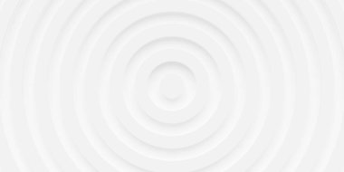 Concentric zig zag ofset beyaz halkalar veya daireler arkaplan duvar kağıdı afiş düz yukarıdan üst görünüm, 3D illüstrasyon