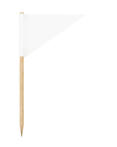 Schräge Dreieckige Zahnstocher Papierfahne Mit Holzstange Isoliert Auf Weißem Hintergrund — Stockfoto