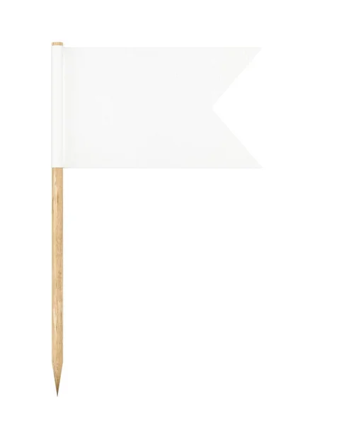 Inset Triangle Shaped Toothpick Paper Flag Wooden Pole Isolated White — Stock Photo, Image