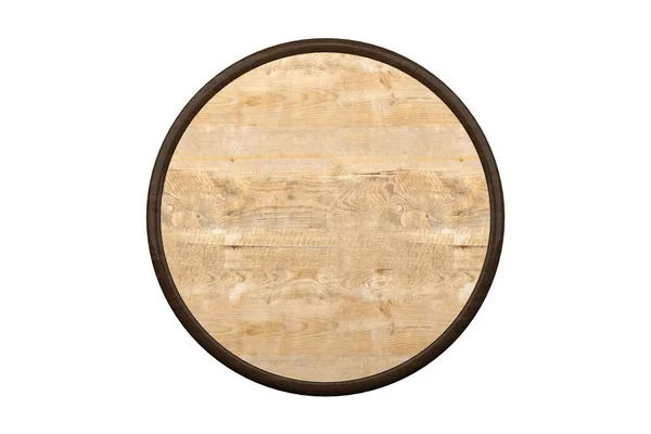 Circular Empty Blank Wood Sign Board Plaque Dark Wood Frame — Photo