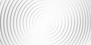 Eşmerkezli doğrusal ofset beyaz halkalar veya daireler basamaklar arkaplan duvar kağıdı afiş düz yukarıdan üst görünüm yatıyordu, 3D illüstrasyon