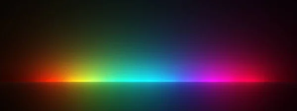 Glowing Spectrum Rainbow Light Gradient Reflective Floor Black Dark Background — Stockfoto