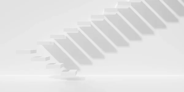Lebegő Fehér Lépcső Vagy Lépések Megy Fel Sarkon Fehér Fal — Stock Fotó