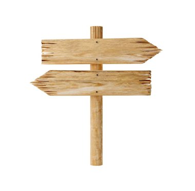 Tahta direkte boş tahta kirlilik işaretleri, beyaz arkaplanda izole edilmiş tahta tahta tabela şablonu, 3 boyutlu illüstrasyon