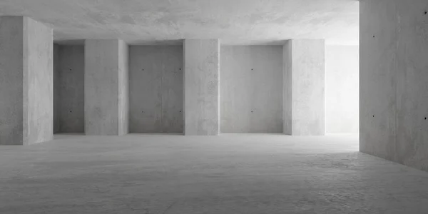 Abstract Large Empty Modern Concrete Room Indirect Light Right Pillars — Photo