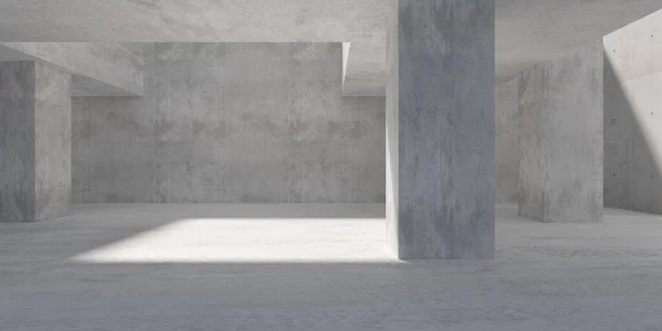 Abstract Large Empty Modern Concrete Room Sunlight Shadow Pillar Center — Photo