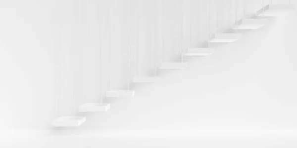 Akasztott Fehér Lépcső Vagy Lépések Megy Fel Fehér Fal Háttér — Stock Fotó