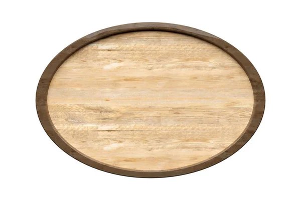 Oval Empty Blank Wood Sign Board Plaque Dark Wood Frame — Stockfoto