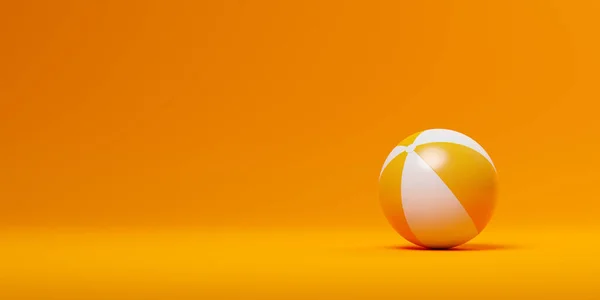 Orange White Striped Inflatable Toy Game Beach Ball Orange Background — Zdjęcie stockowe