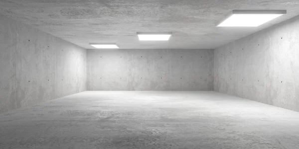 Abstract Empty Modern Concrete Room Three Diagonal Square Lights Ceiling — Photo
