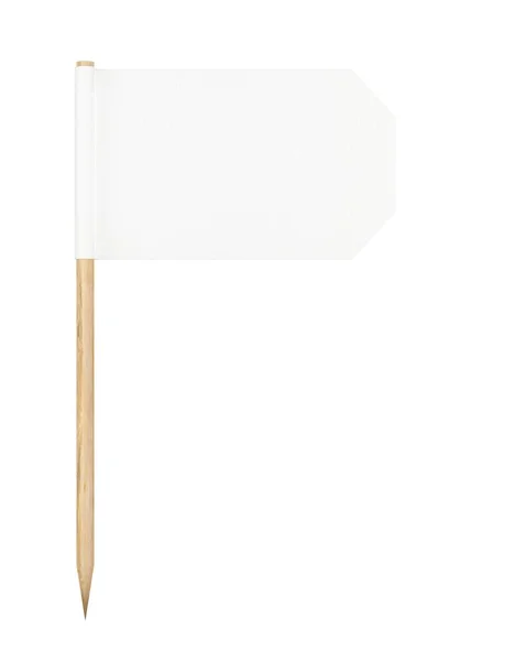 Cut Corners Toothpick Paper Flag Wooden Pole Isolated White Background — Stock fotografie