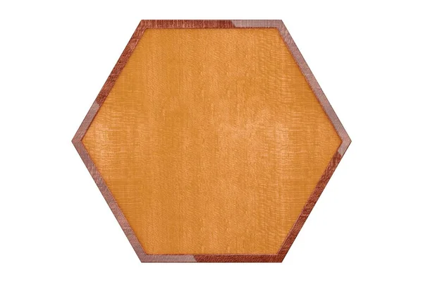 Hexagon Honeycomb Shaped Empty Blank Wood Sign Board Plaque Dark — Stock Photo, Image