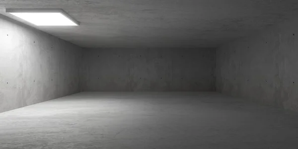 Abstract Empty Modern Concrete Room Single Square Light Ceiling Rough — Fotografia de Stock