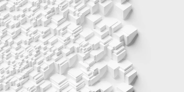 Randomly Positioned White Cube Boxes Block Fractal Background Wallpaper Banner — Stok fotoğraf