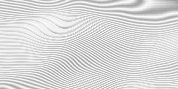 Step shifted wave shaped white horizontal lines geometrical background wallpaper banner template pattern flat lay top view from above, 3D illustration