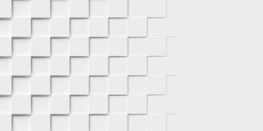 Dama tahtası kaydırılmış beyaz küp kutular arkaplan duvar kağıdı düşme afişini kopya alanı, 3B illüstrasyon