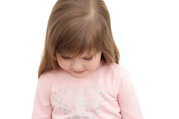 Little girl hung her head — Stock Photo, Image