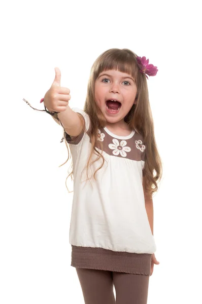 Cute little girl showing ok sign — Stock Photo, Image