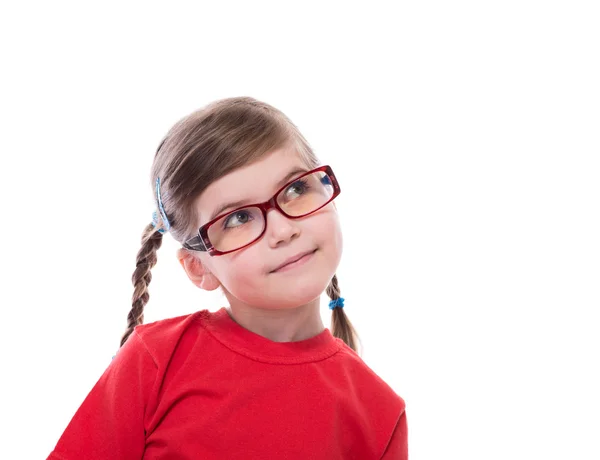 Close up portret of little girl wearing glasses — Stock Photo, Image