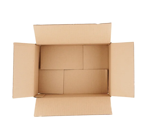 Top down view of open empty cardboard box — Stock Photo, Image