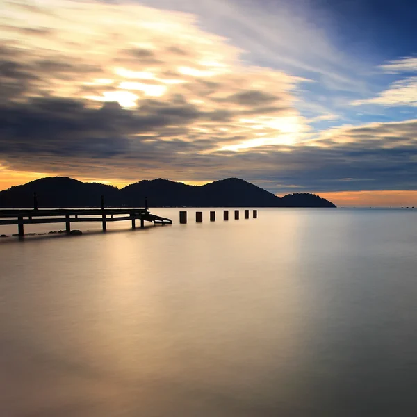 marina Adası, lumut, perak günbatımında uzun pozlama