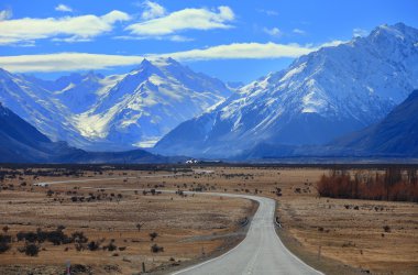 Road to Mount Cook, Southland, New Zealand clipart
