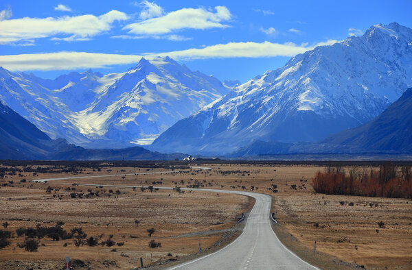 Road to Mount Cook, Southland, New Zealand