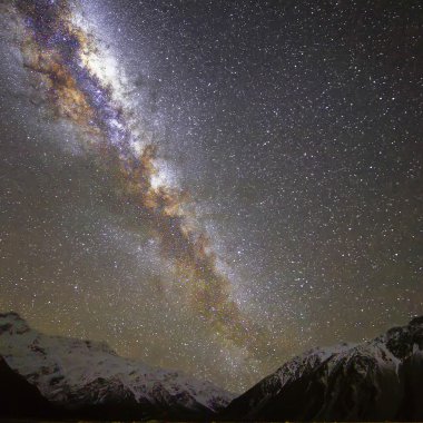 Milky way galaxy above Mount Cook, New Zealand clipart