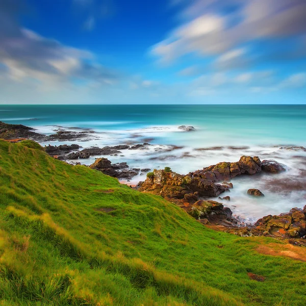 Katiki punt kustlijn op lange blootstelling, Nieuw-Zeeland — Stockfoto
