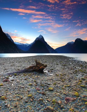 Beautiful sunset view at Milford Sound clipart