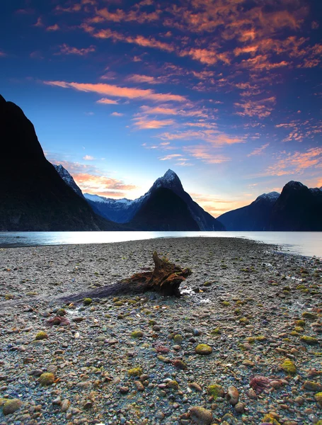 Zapierające dech w piersiach widok w milford sound, Południowa wyspa, Nowa Zelandia — Zdjęcie stockowe