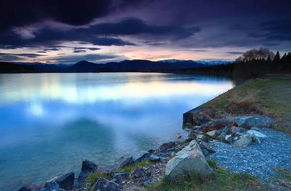 Sunset at the lake near Twizel, New Zealand