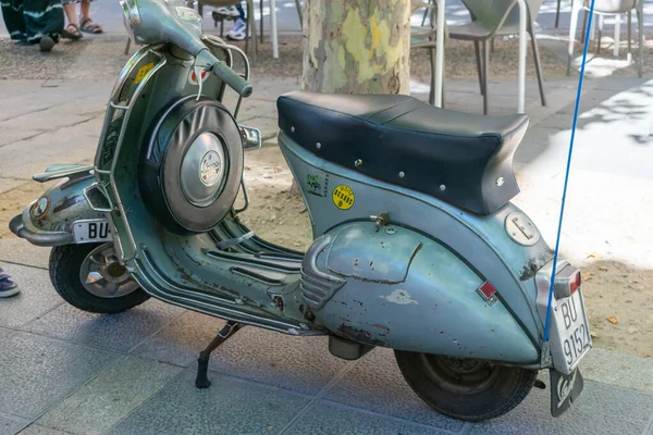 Velho Vespa Motocicletas Clássicas Uma Reunião — Fotografia de Stock