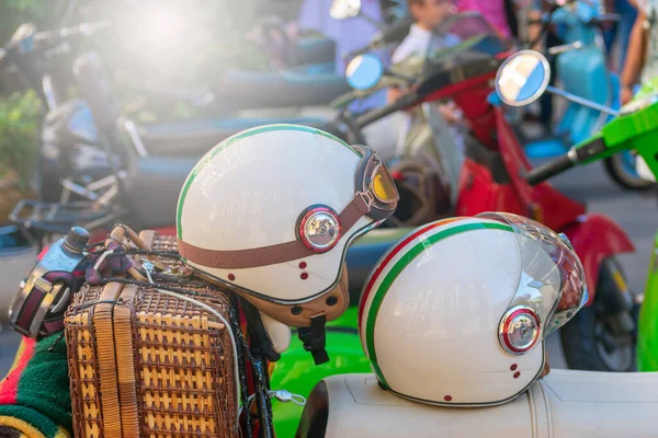 Motorcycle Helmets Motorcycle Old Suitcase — Stock Photo, Image