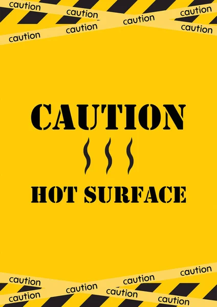 Caution Hot Surface Black Yellow Striped Banner Wall Caution Safety — Stock Vector