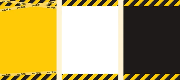 Bir güvenlik pankartı seti. Siyah sarı beyaz çizgili dikey poster. Güvenlik şablonu. Çizgili sarı siyah bant. Tehlike uyarısı: Sarı siyah köşegen çizgiler, çizgiler. Grafik illüstrasyon. — Stok fotoğraf