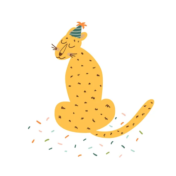 Jungle Party Birthday Jaguar Party Leopard Isolated Graphic Element Safari — Stockvektor