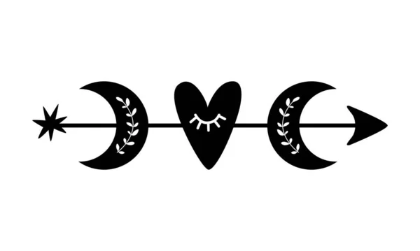 Небесная Любовь Символ Стрелы Любви Луной Сердцем Символ Дня Святого — стоковое фото