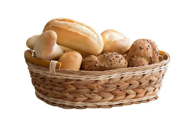 Fresh bread rolls in a basket — Stockfoto