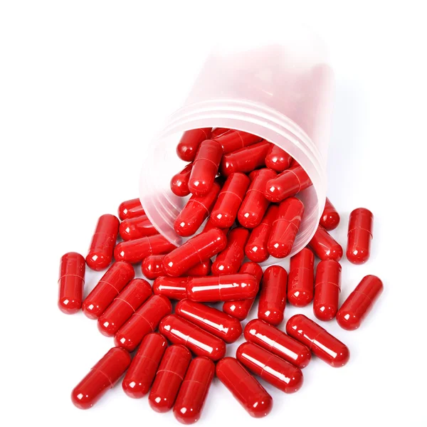 Red capsules, vitamin — Stock Photo, Image