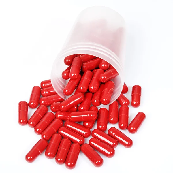 Red capsules, vitamin — Stock Photo, Image