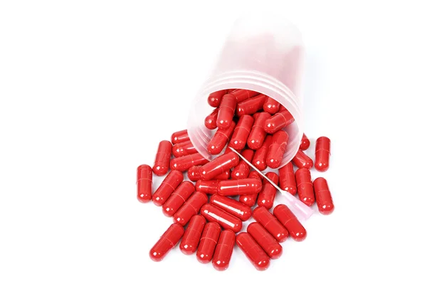 Kırmızı kapsül, vitamin — Stok fotoğraf