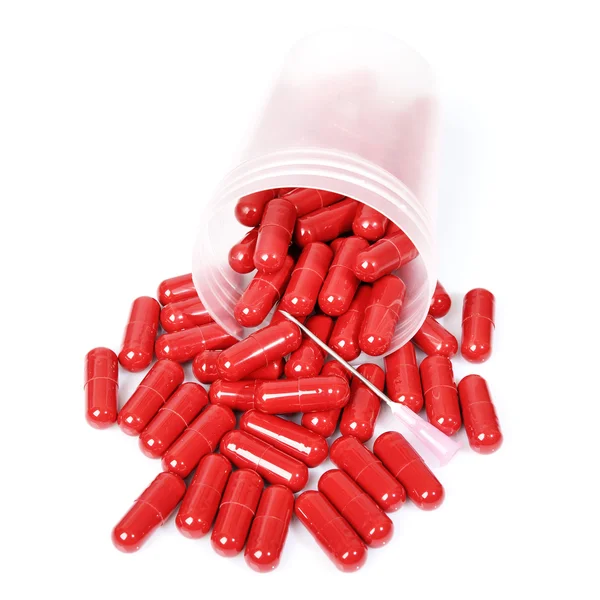 Red capsules, vitamin — Stock Photo, Image