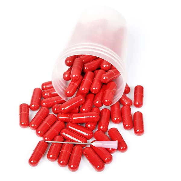 Red capsules, vitamin — Stock Photo, Image