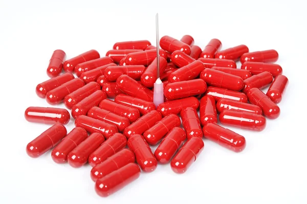 Cápsulas vermelhas, vitamina — Fotografia de Stock